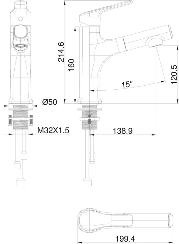 Смеситель для раковины Wonzon & Woghand WW-AE4151-MB с выдвижным изливом, черный матовый Sancos — официальный сайт