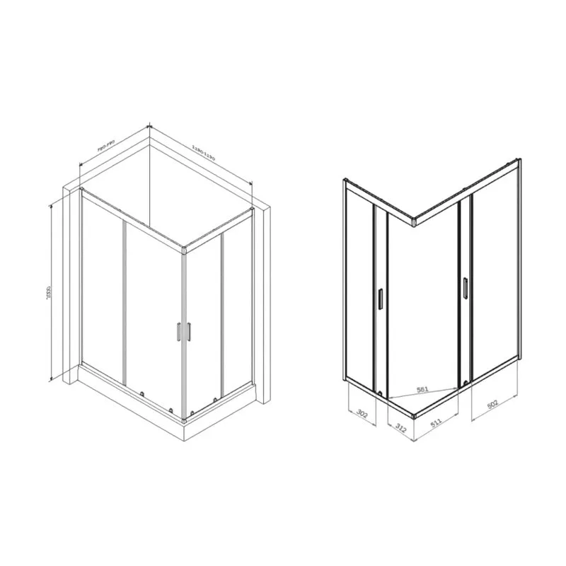 Душевой уголок AM.PM Gem W90G-404-120280-BT 120x80, профиль черный Sancos — официальный сайт