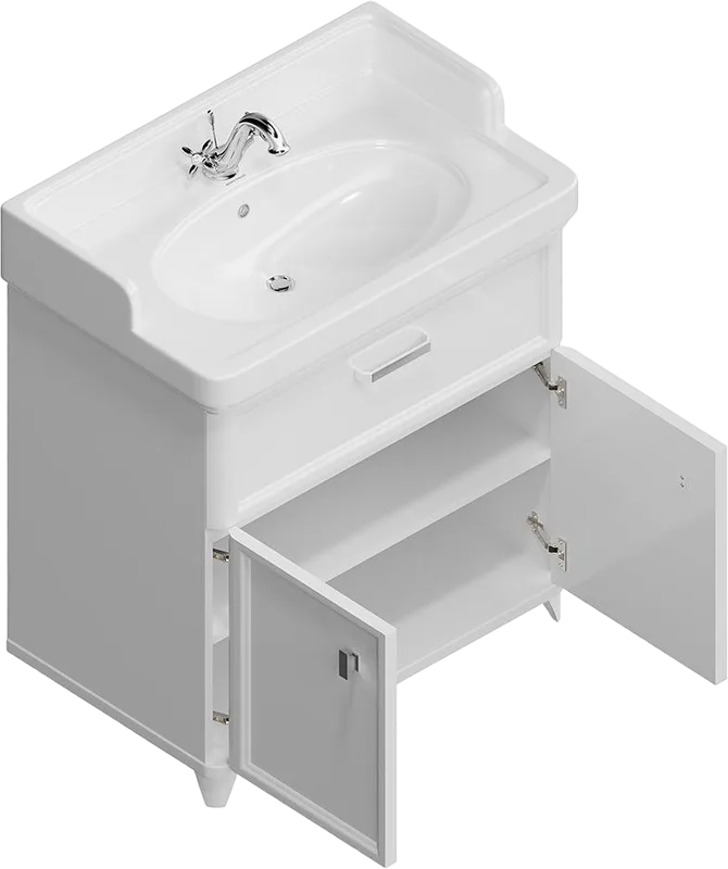 Тумба под раковину без столешницы KERAMA MARAZZI Pompei N 80 белая, с ящиком и дверцами Sancos — официальный сайт
