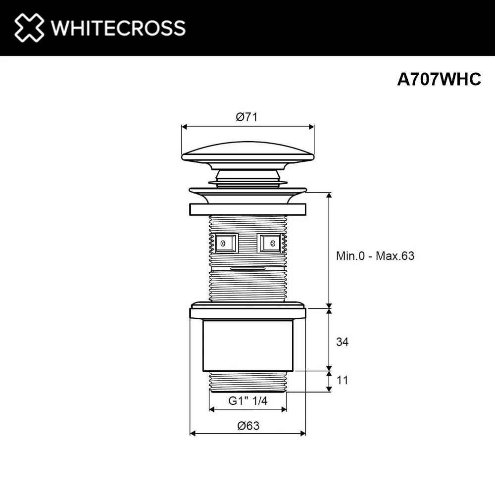 Донный клапан для раковины WHITECROSS A707WHC, белый глянец Sancos — официальный сайт