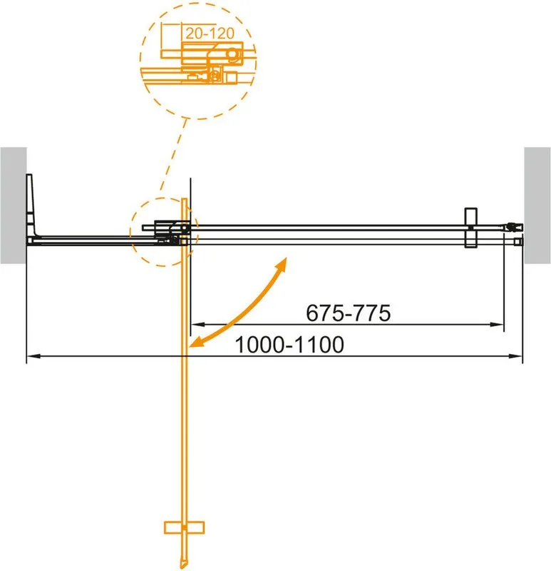 Душевая дверь в нишу Cezares Slider B 1 100/110 C Cr профиль хром, стекло прозрачное Sancos — официальный сайт