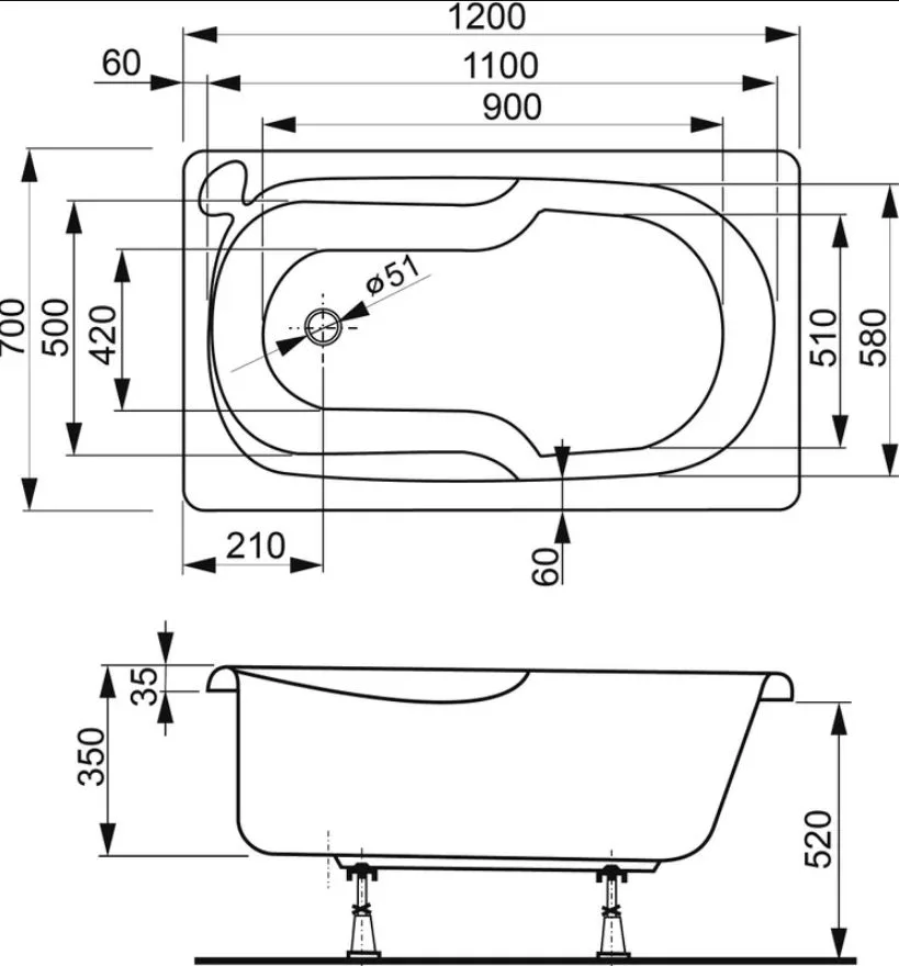 Акриловая ванна Vagnerplast Nike VPBA127NIK2E-04 без опоры 120x70 см, встраиваемая, ультрабелая Sancos — официальный сайт