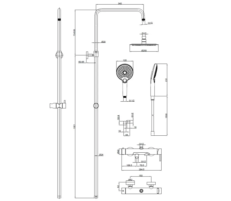 Душевая стойка AQUAme AQM8011GM, графит Sancos — официальный сайт