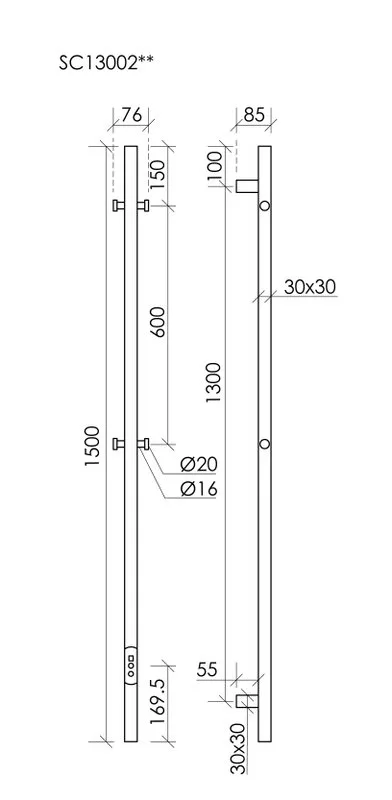 Полотенцесушитель электрический Sancos Linn 150x3 I-образный, вороненая сталь, SC13002GG Sancos — официальный сайт