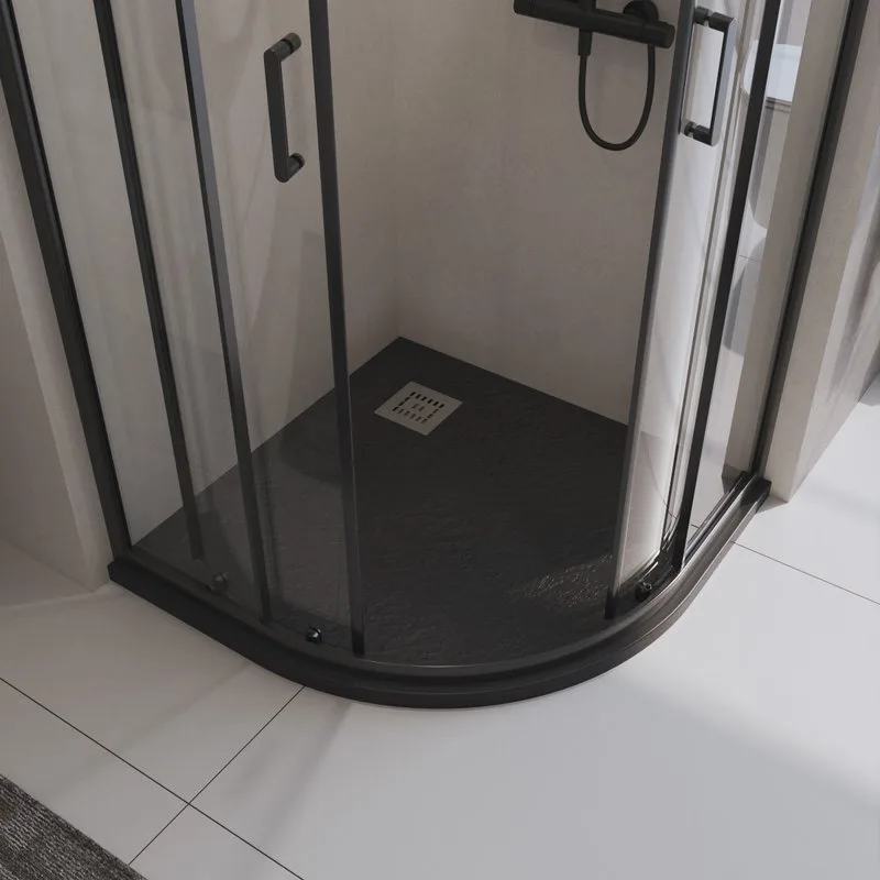 Поддон для душа BelBagno Uno R 90х90, черный матовый, с сифоном Sancos — официальный сайт