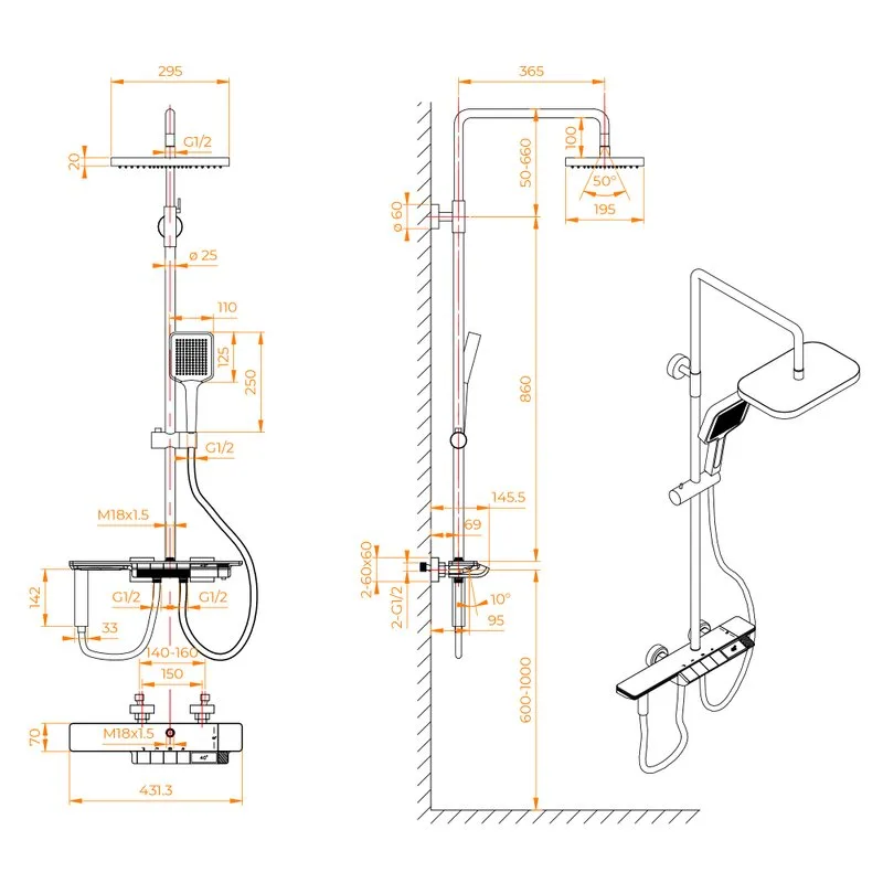 Душевая стойка RGW Shower Panels SP-35-Gr, серая Sancos — официальный сайт