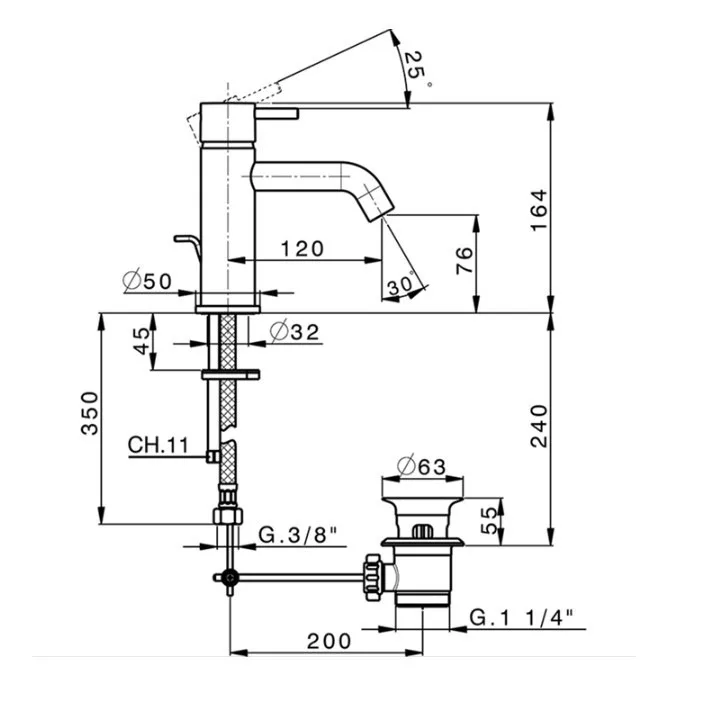 Смеситель для раковины Cisal Less New LN00051021 с донным клапаном, хром Sancos — официальный сайт