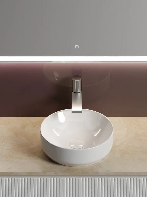 Тумба с раковиной Sancos Snob T 100 см, bianco, столешница бежевая, раковина CN6005 Sancos — официальный сайт
