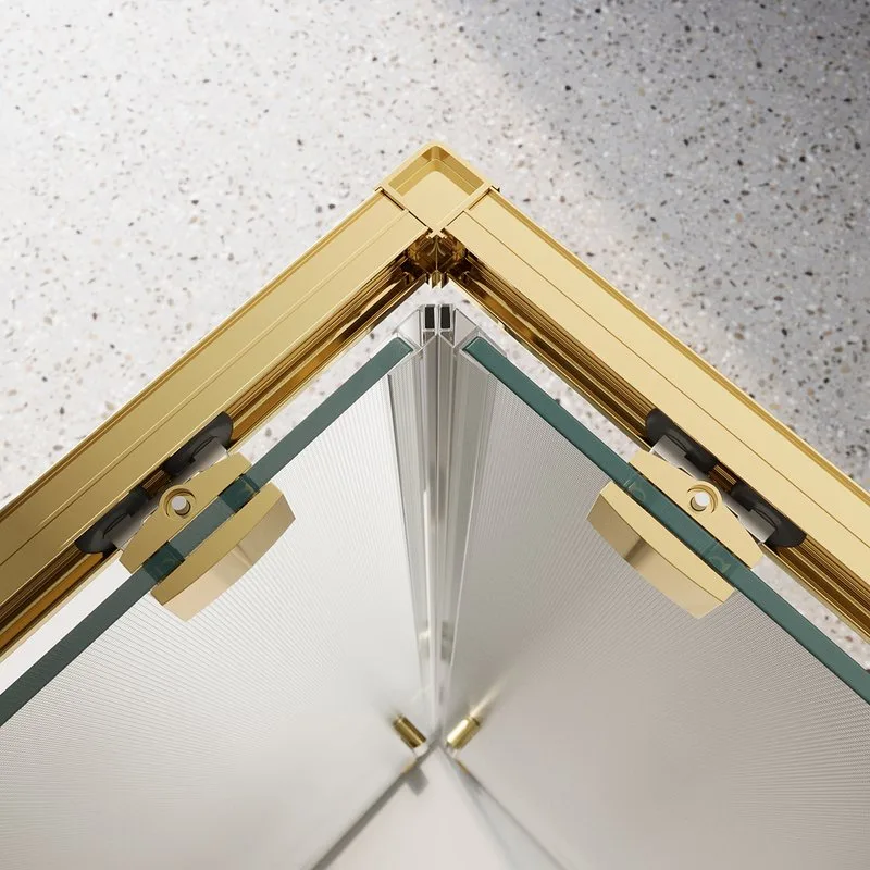 Душевой уголок BelBagno Luce LUCE-A-2-90-P-ORO 90х90 см, профиль золото, стекло рифленое Sancos — официальный сайт