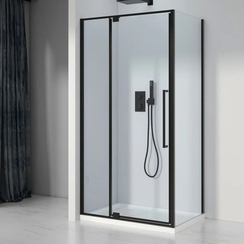 Душевой уголок Black&White Stellar Wind S818 BC 100х80, профиль черный матовый, стекло прозрачное Sancos — официальный сайт