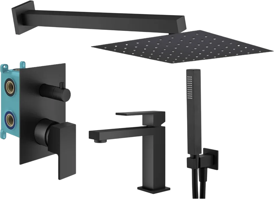 Комплект для ванной Plumberia Selection Tag KITTG18NO53 С ВНУТРЕННЕЙ ЧАСТЬЮ, черный матовый Sancos — официальный сайт