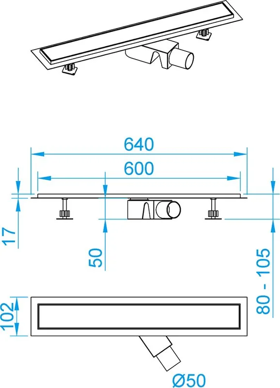 Душевой трап (лоток) RGW Shower Drain SDR-31B 60 см, черный Sancos — официальный сайт