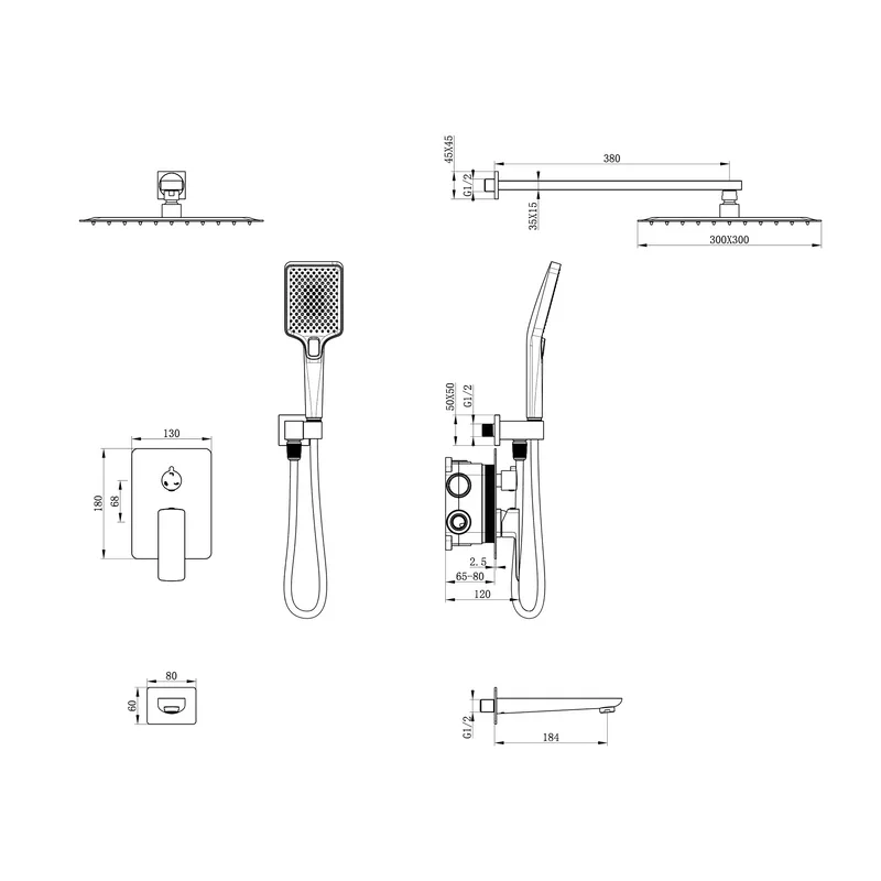 Душевой комплект Oliveeka D OL-88939003-CR С ВНУТРЕННЕЙ ЧАСТЬЮ, хром Sancos — официальный сайт