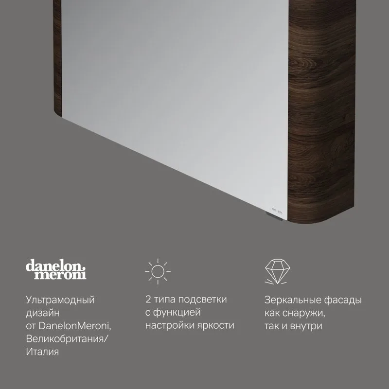 Зеркало-шкаф AM.PM Sensation 80 R орех Sancos — официальный сайт