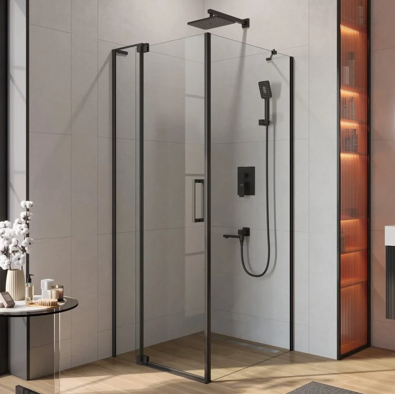 Душевой уголок Cezares Slider AH 1 90-80/90 C Nero профиль черный, стекло прозрачное Sancos — официальный сайт