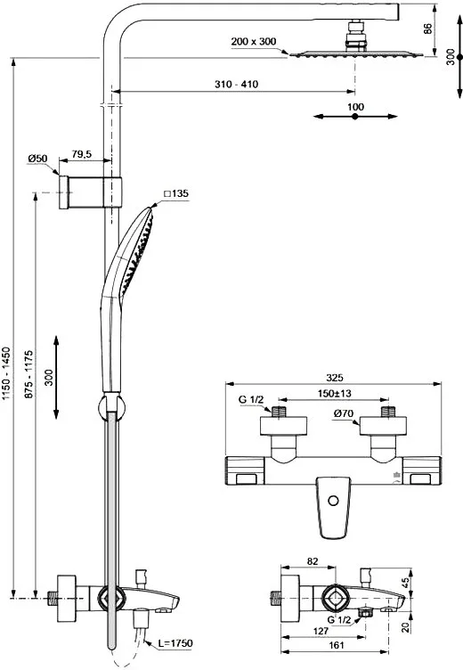 Душевая стойка Ideal Standard Ceratherm T100 A7591AA Sancos — официальный сайт