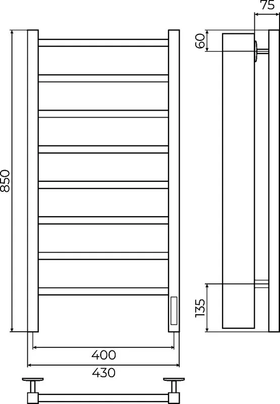 Полотенцесушитель электрический Terminus Ватикан П8 400х850 Sancos — официальный сайт