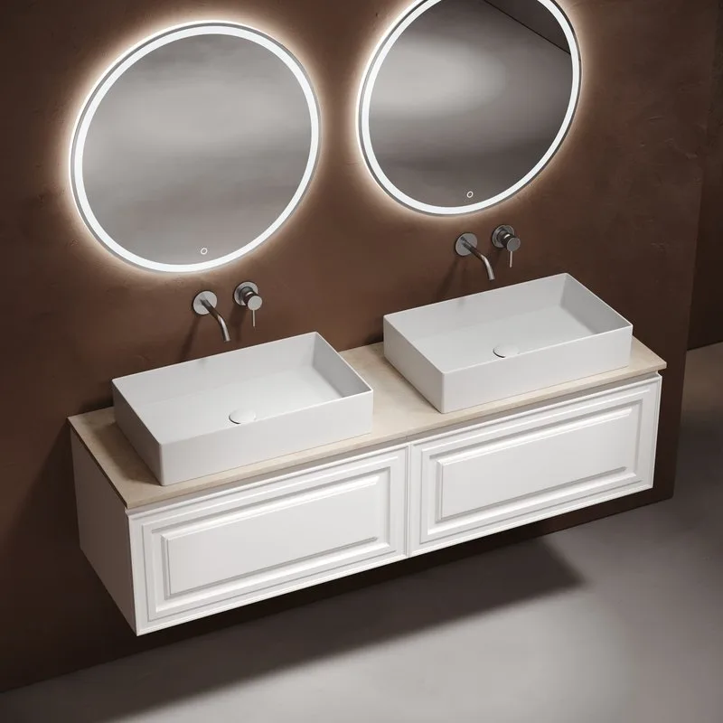 Тумба с раковиной Sancos Very 160 bianco, столешница бежевая TT160A2, раковина CN6070 Sancos — официальный сайт