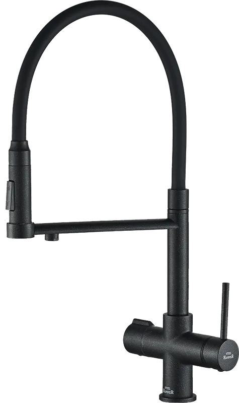 Смеситель для кухни Steel Hammer SH 2003 BLACK черный, с гибким изливом Sancos — официальный сайт