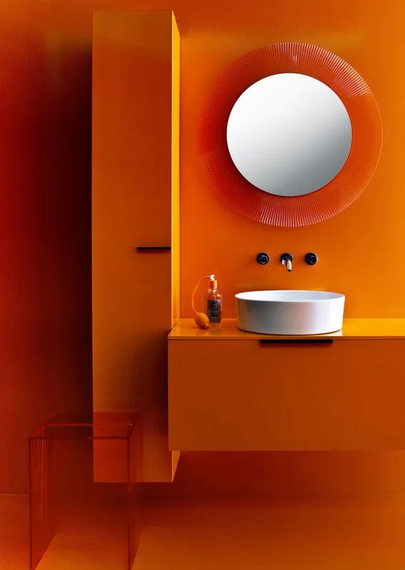 Зеркало круглое Laufen Kartell by Laufen 80 оранжевое, с подсветкой Sancos — официальный сайт