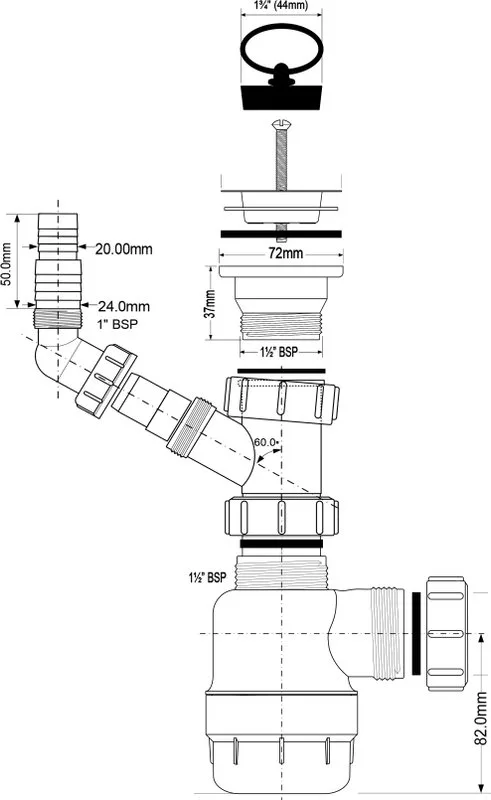 Сифон для раковины McAlpine MRSK3 Sancos — официальный сайт