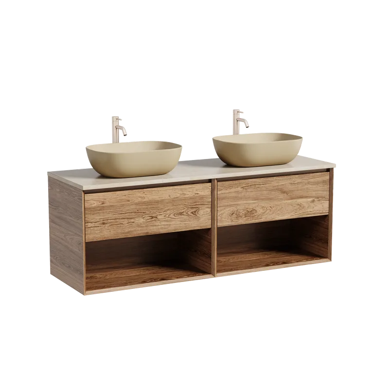 Тумба с раковиной Sancos Marmi 1.0 140 дуб чарльстон, столешница бежевая TT140A2X, раковина CN6009MC Sancos — официальный сайт
