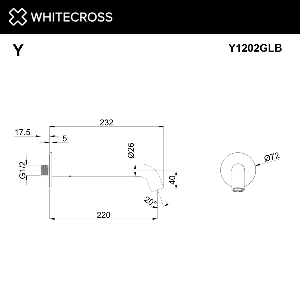Излив WHITECROSS Y Y1202GLB брашированное золото Sancos — официальный сайт