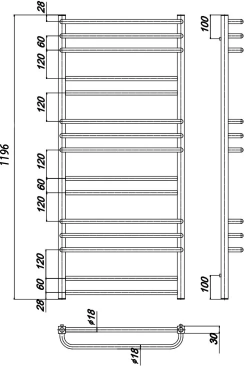 Полотенцесушитель водяной Ravak Cube 500x120 Sancos — официальный сайт