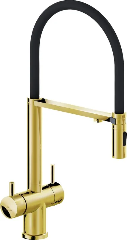 Смеситель для кухни AltroBagno Flusso 050205 Or с гибким изливом, золото Sancos — официальный сайт
