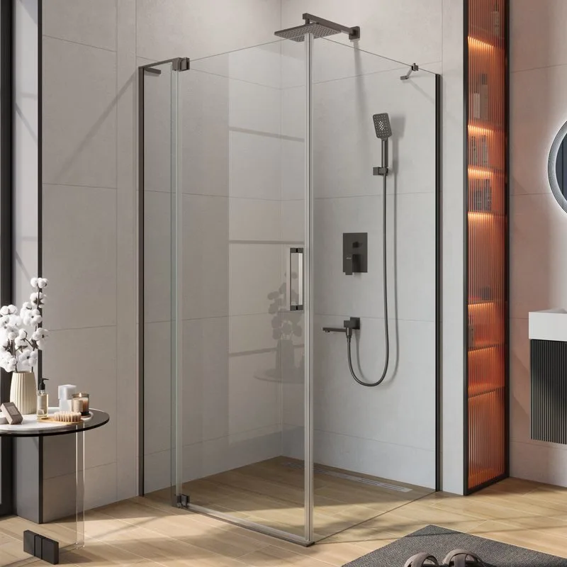 Душевой уголок Cezares Slider AH 1 100-100/110 C GM профиль оружейная сталь, стекло прозрачное Sancos — официальный сайт