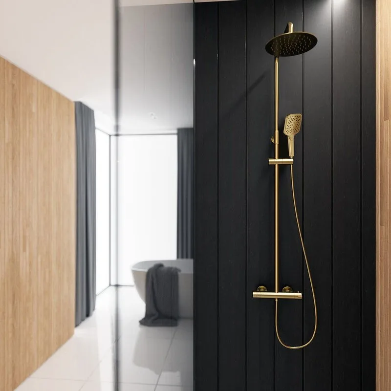 Душевая стойка Clever Up! Urban 61959, с термостатом, брашированное золото Sancos — официальный сайт