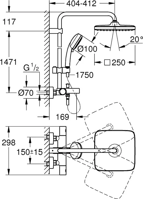 Душевая стойка Grohe Tempesta Cosmopolitan System 250 26691000, с термостатом Sancos — официальный сайт