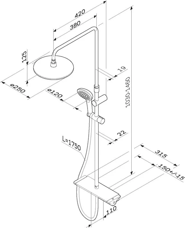 Душевая стойка AM.PM Spirit V2.0 F0770A400, с термостатом Sancos — официальный сайт