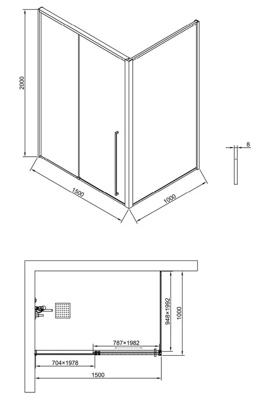 Душевой уголок Timo TDSS-150/03C-8R + TSS-1000/03C-8 150x100 см, профиль черный, стекло прозрачное Sancos — официальный сайт