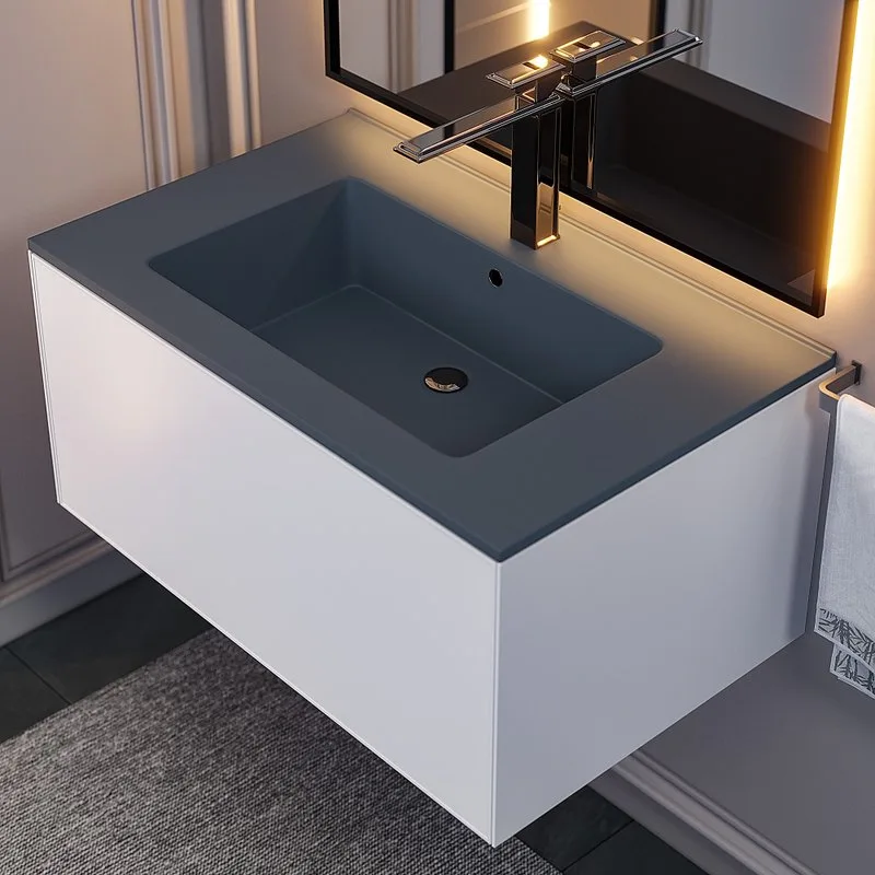Мебельная раковина Uperwood Parma Quartz 291003006 75 см, матовая серая, бетон Sancos — официальный сайт
