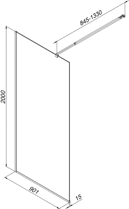 Душевая перегородка AM.PM Func W84WI-90-F1-BTE 90x200, профиль черный, стекло прозрачное Sancos — официальный сайт