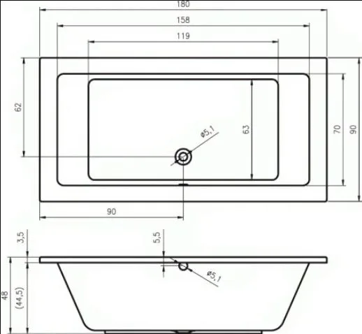 Акриловая ванна Riho Lusso B026001005 без опоры 180x90 см, встраиваемая, белая Sancos — официальный сайт