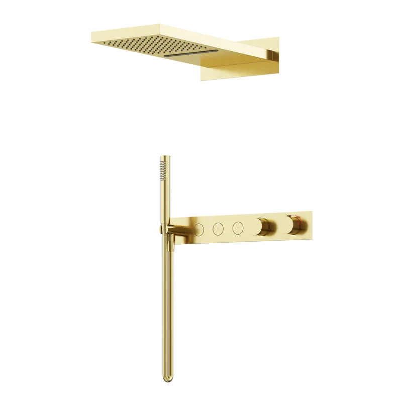 Душевой комплект Sancos Linn SC9023BG С ВНУТРЕННЕЙ ЧАСТЬЮ, брашированное золото, PVD покрытие Sancos — официальный сайт