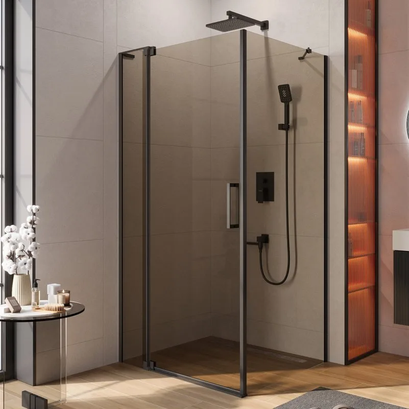 Душевой уголок Cezares Slider AH 1 90-90/100 BR Nero профиль черный, стекло бронза Sancos — официальный сайт