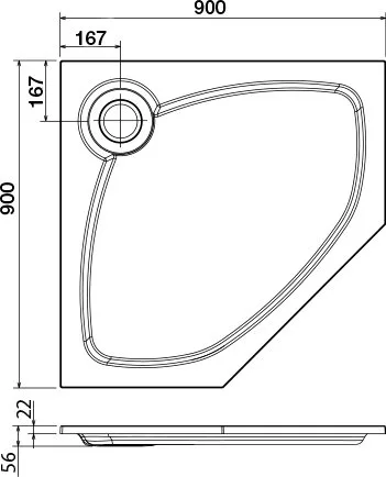 Поддон для душа Cezares Tray TRAY-S-P-90-56-W Sancos — официальный сайт