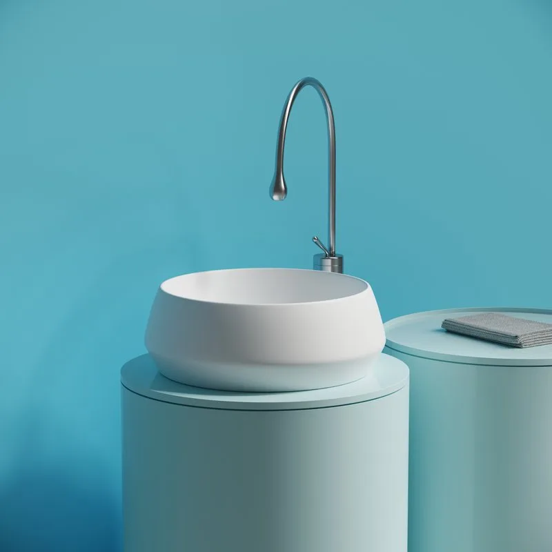 Раковина накладная Ceramicanova Maya круглая 40 см цвет белый матовый CN12004MW Sancos — официальный сайт