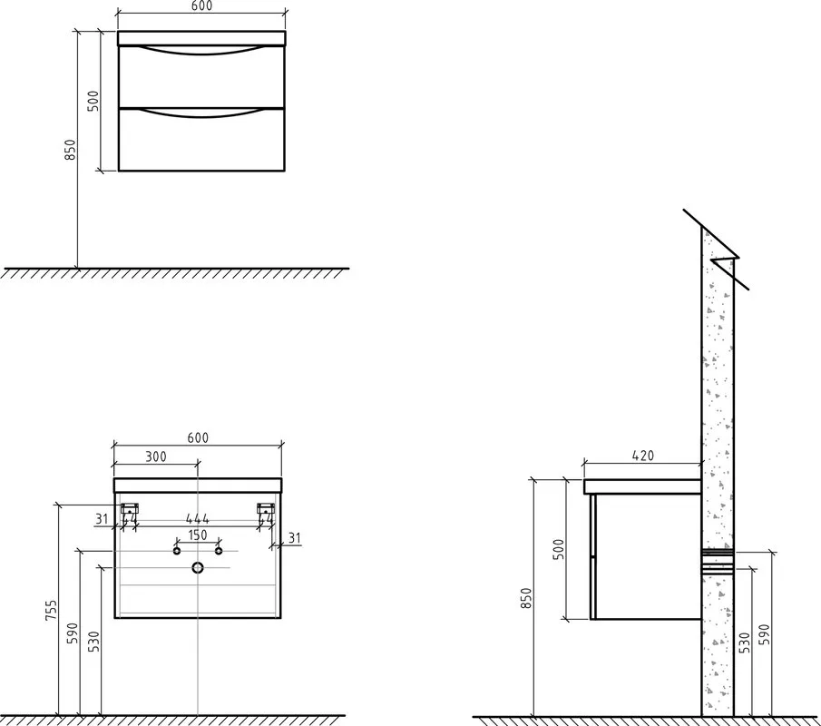 Тумба под раковину без столешницы BelBagno Ancona-N 60 bianco lucido подвесная Sancos — официальный сайт