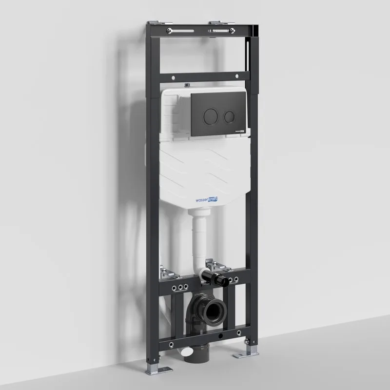 Система инсталляции для унитазов Wasserkraft Alme 15TLT.010.ME.MB01, с кнопкой смыва матовой черной Sancos — официальный сайт