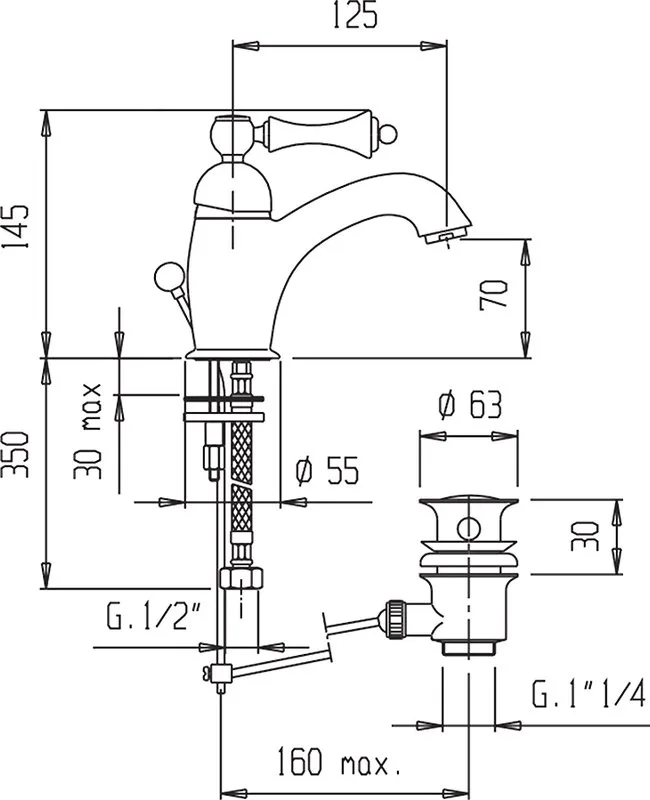 Смеситель для раковины Cezares Margot MARGOT-LSM1-02-Bi Sancos — официальный сайт