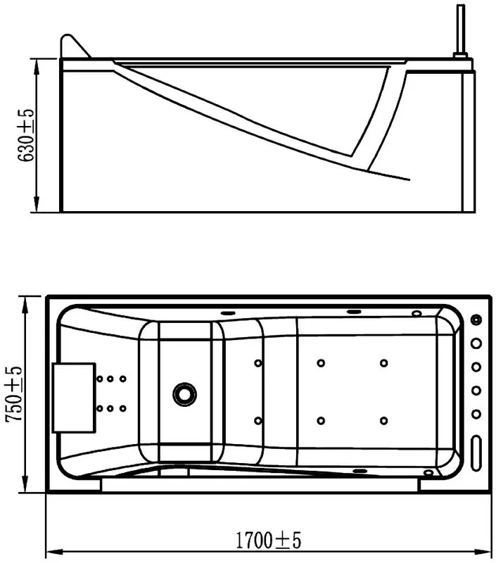 Акриловая ванна Orans 65108R0 R 170x75 см, правая, пристенная, с гидромассажем, белая, с каркасом, с Sancos — официальный сайт