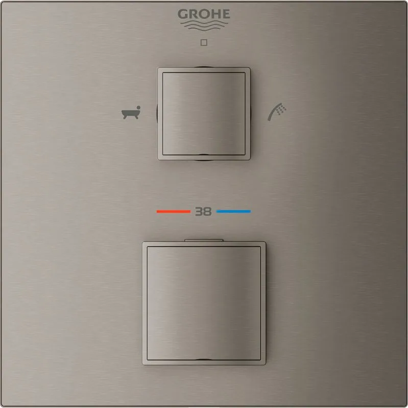 Термостатический смеситель встраиваемый Grohe Grohtherm Cube 24155AL0 для ванны с душем, темный граф Sancos — официальный сайт