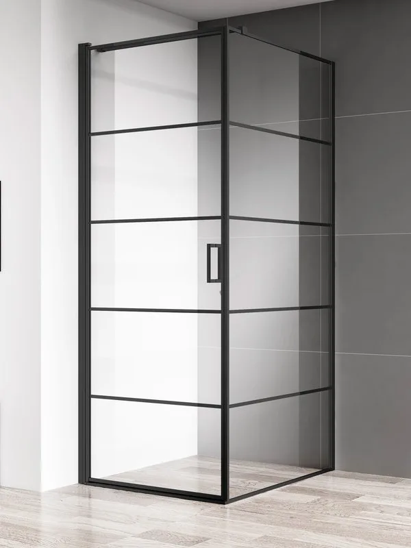 Душевой уголок AQUAme AQM5215-LH-8 80х80, профиль черный матовый Sancos — официальный сайт