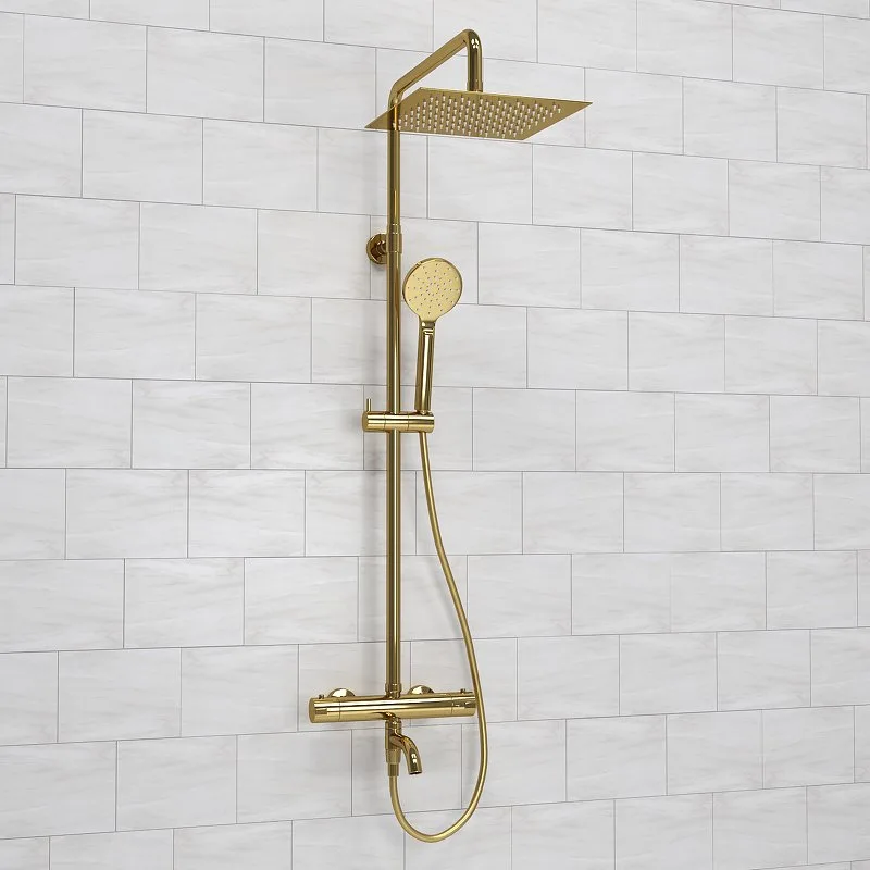 Душевая стойка Wasserkraft Sauer A188.256.207.PG Thermo, с термостатом, золото Sancos — официальный сайт