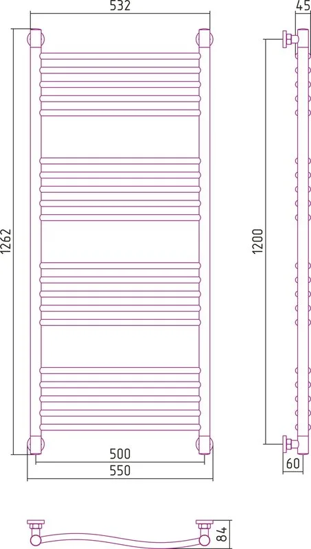 Полотенцесушитель водяной Сунержа Флюид + 120x50 Sancos — официальный сайт