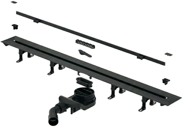 Душевой трап (лоток) Splendy Vario Drain VD30512KYBM с решеткой и опорами, черный матовый Sancos — официальный сайт